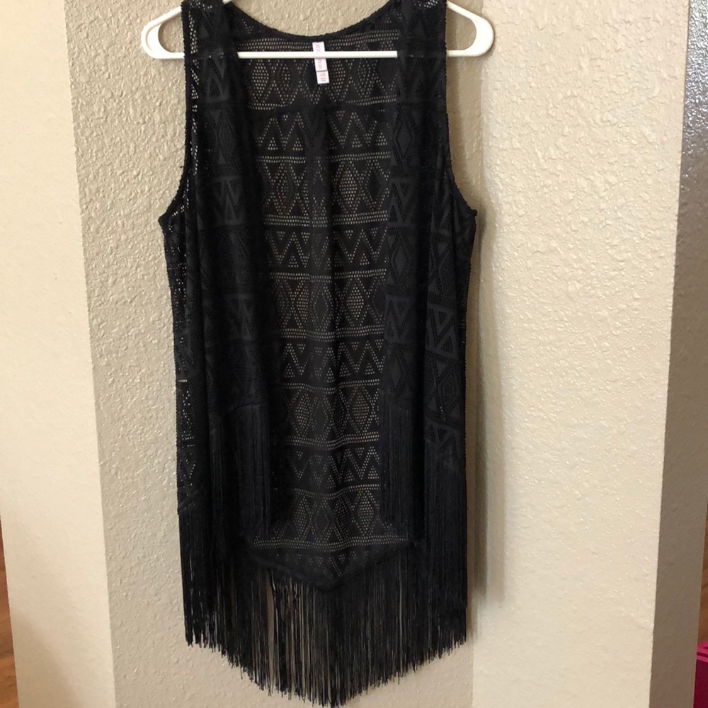 Black BoHo Fringe Vest